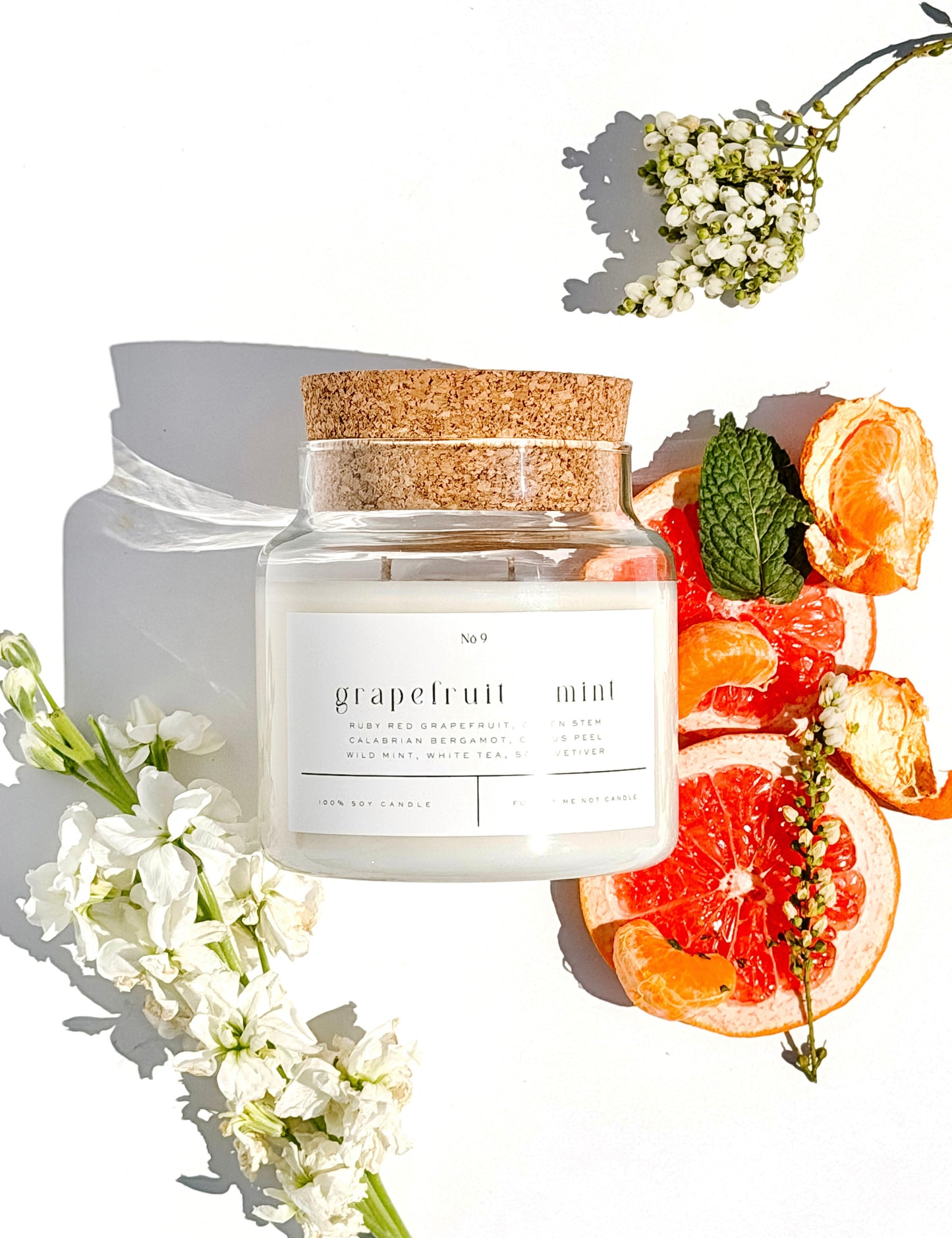 grapefruit + mint 22 oz glass candle