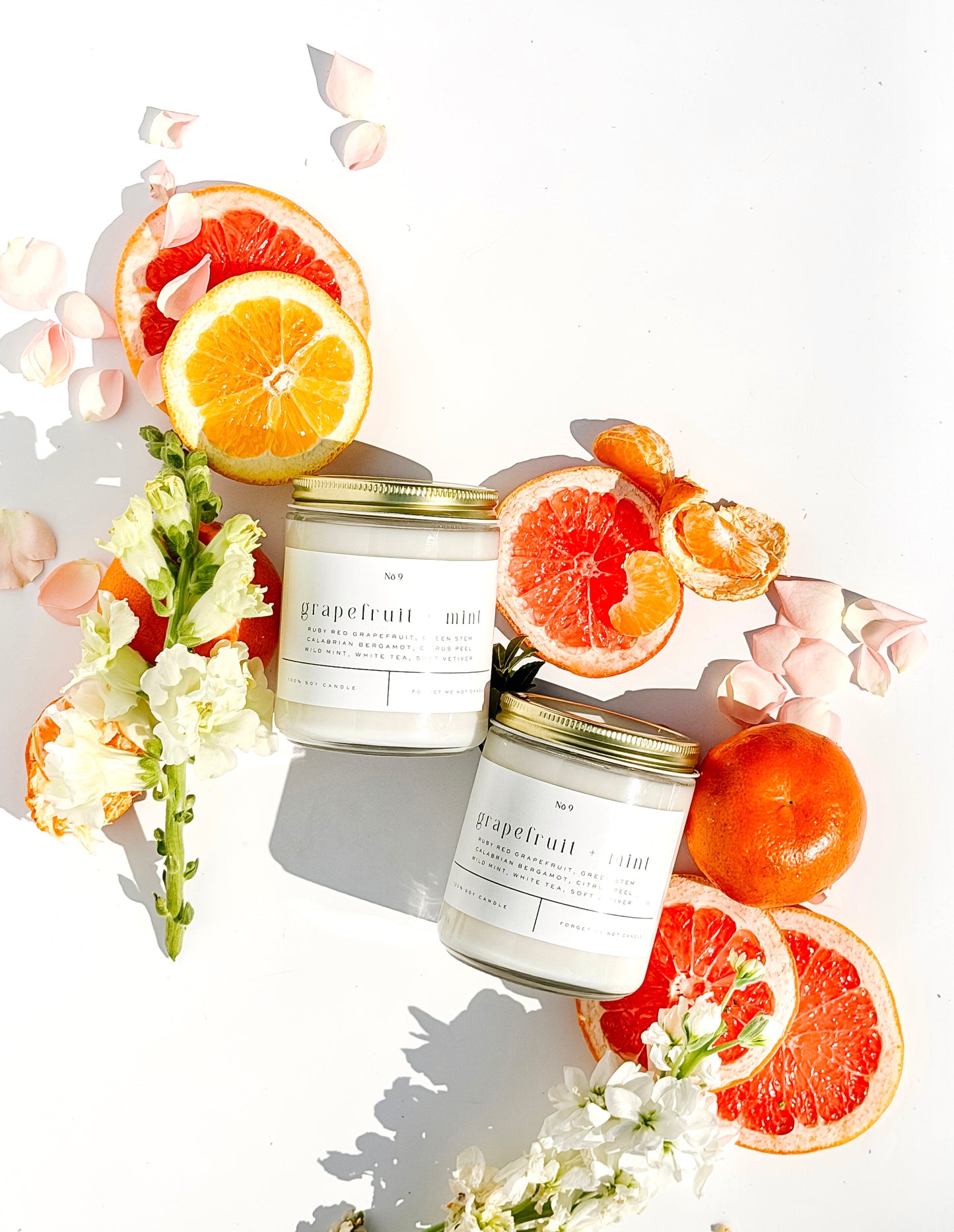 Grapefruit + Mint 9 oz Glass Candle