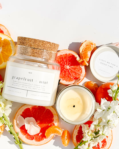 grapefruit + mint 22 oz glass candle