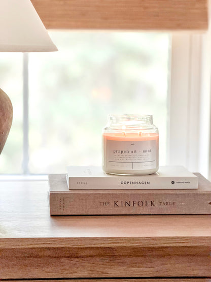 grapefruit + mint 22 oz glass candle