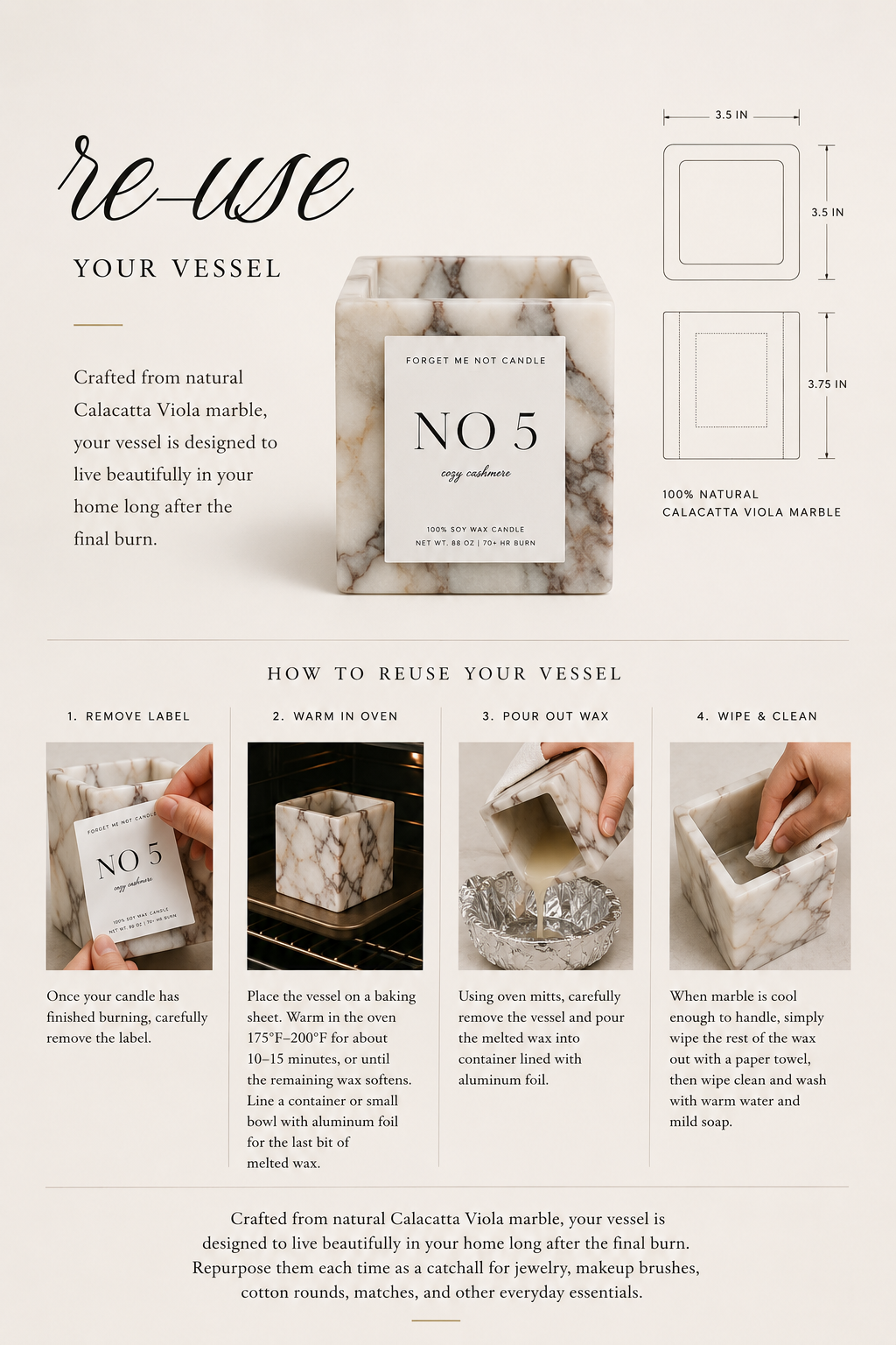 Calacatta Viola Marble Soy Candle - Pre Order