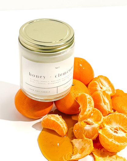 Honey + Clementine 9 oz Glass Candle