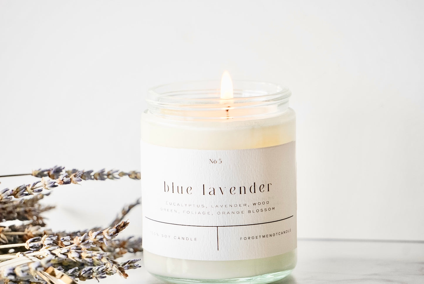 Blue Lavender 9 oz Glass Candle
