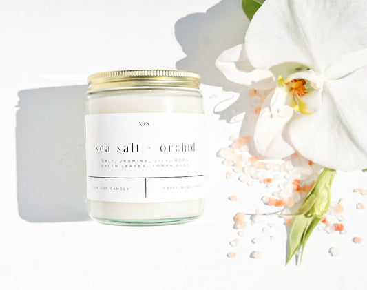 Sea Salt + Orchid 9 oz Glass Candle